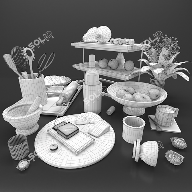 Elegant Kitchen Decor Set 3D model image 5