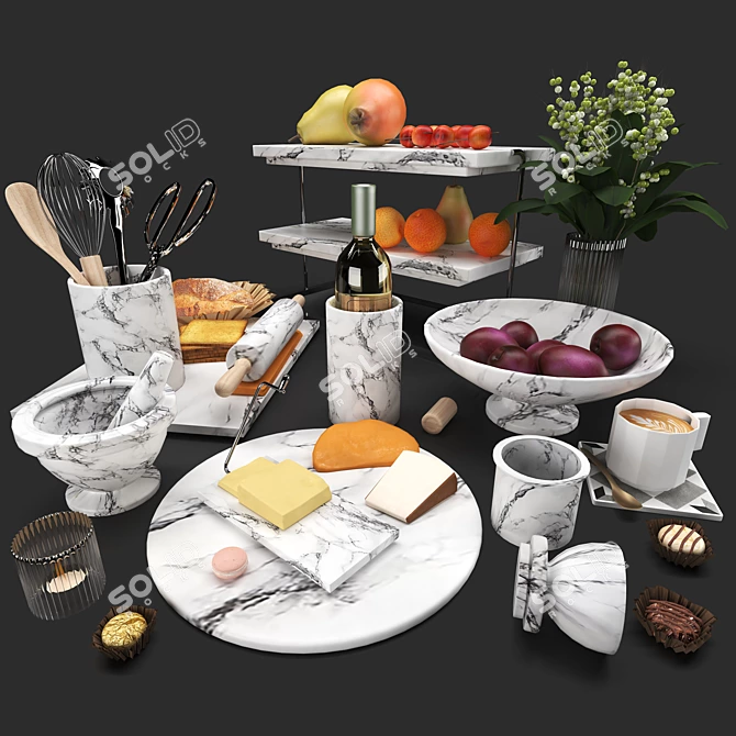 Elegant Kitchen Decor Set 3D model image 6