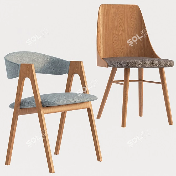 Modern Chair Zurich and Dublin 3D model image 3