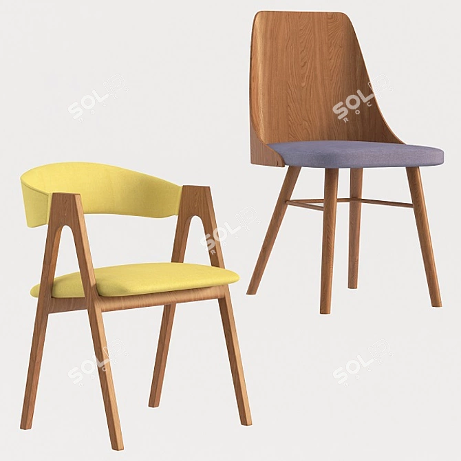 Modern Chair Zurich and Dublin 3D model image 5