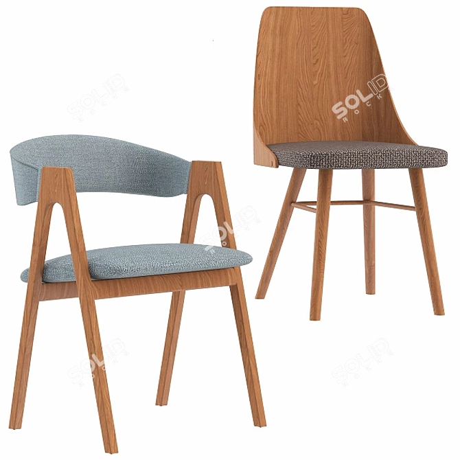 Modern Chair Zurich and Dublin 3D model image 8