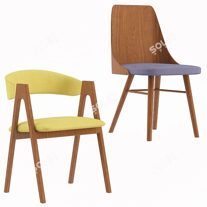 Modern Chair Zurich and Dublin 3D model image 1