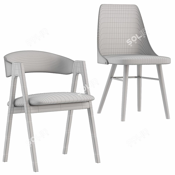 Modern Chair Zurich and Dublin 3D model image 2