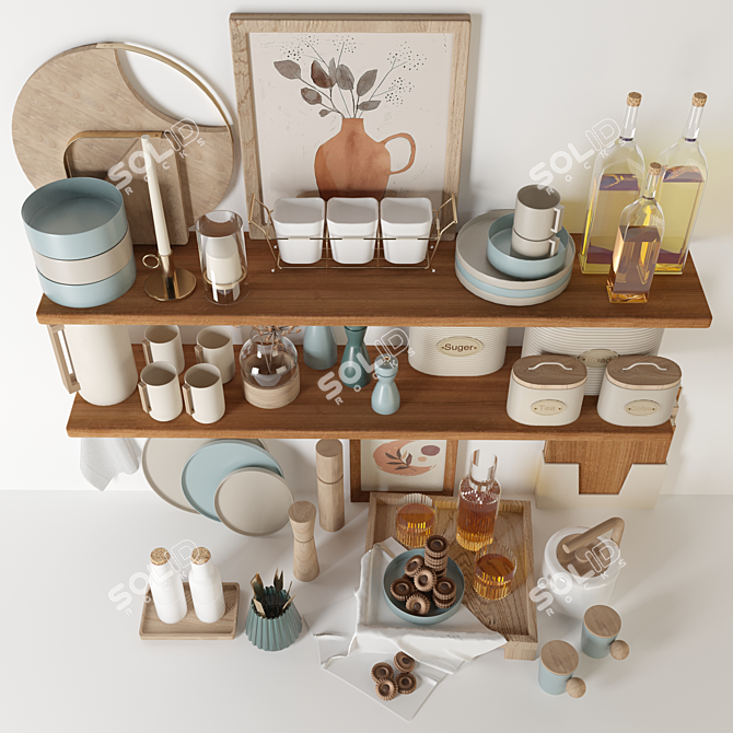 Stylish Kitchen Essentials Set 3D model image 6