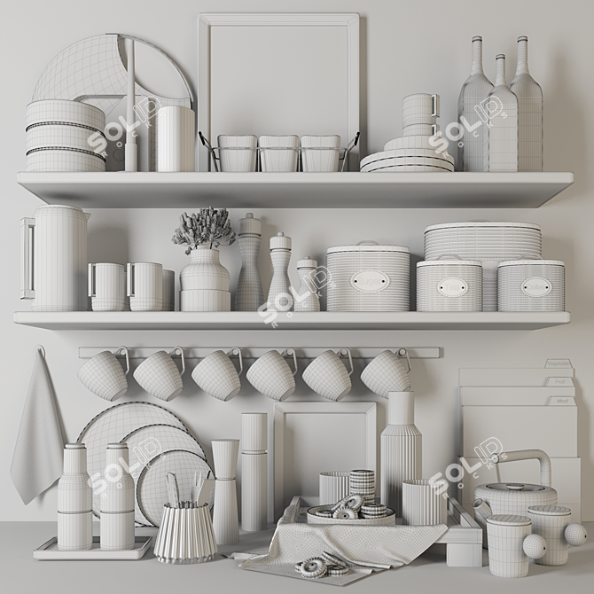 Stylish Kitchen Essentials Set 3D model image 7