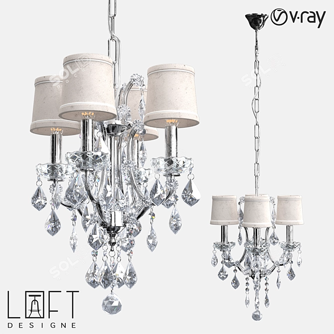 Elegant Glass and Metal Chandelier 3D model image 1