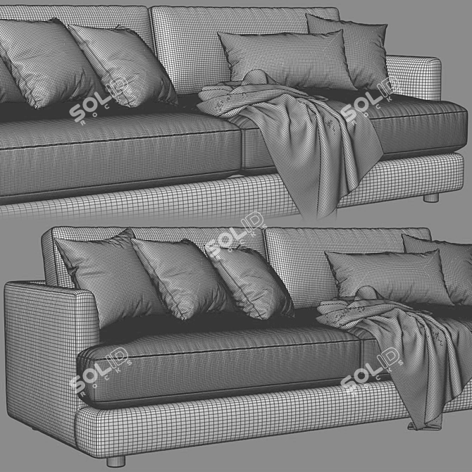 West Elm Haven 2-Seater Sofa: Stylish Comfort for Your Home 3D model image 4