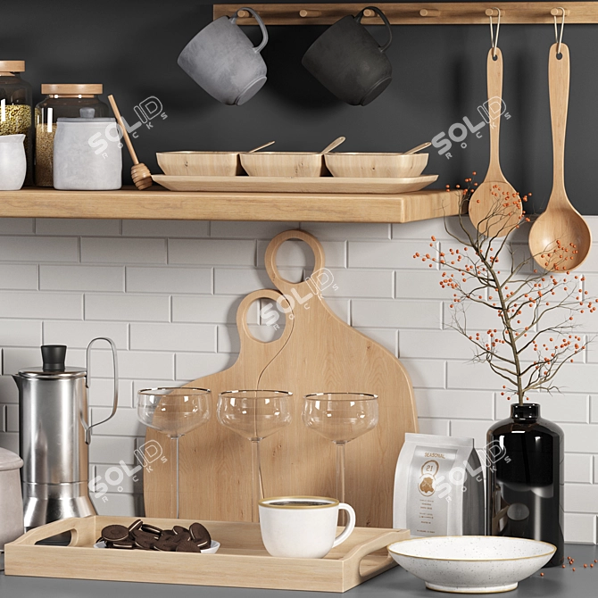 Modern Kitchen Accessories Set 3D model image 5