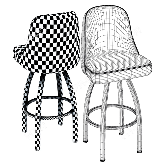 Grizzly Swivel Bar Stool: Rustic Elegance for Your Home 3D model image 3