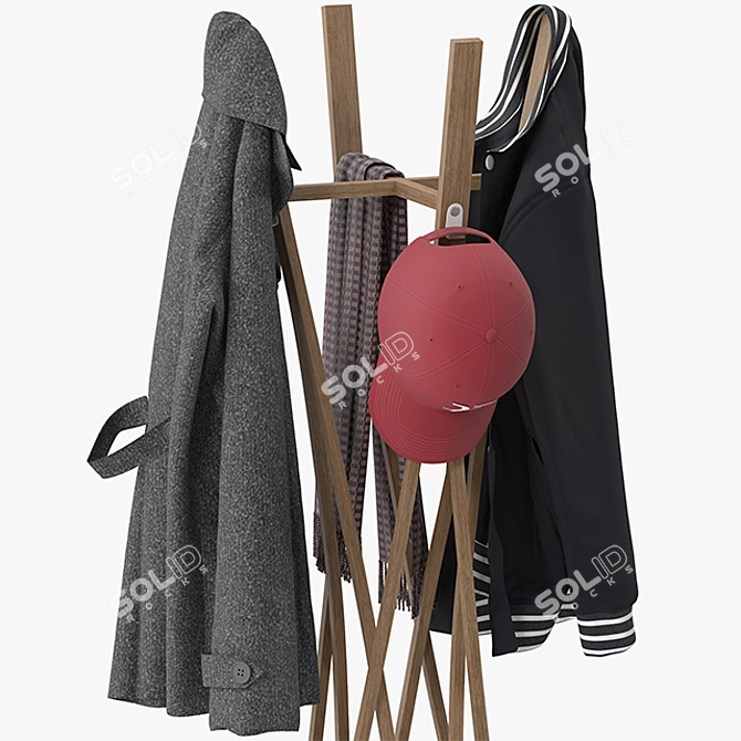 Modern Coat Rack for Easy Organization 3D model image 2