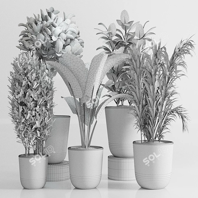 Concrete Palm Collection: Indoor/Outdoor Plant Pot 3D model image 7