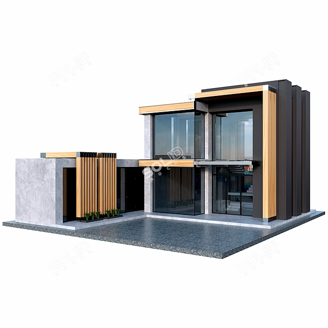 Modern Compact Concrete House 3D model image 1