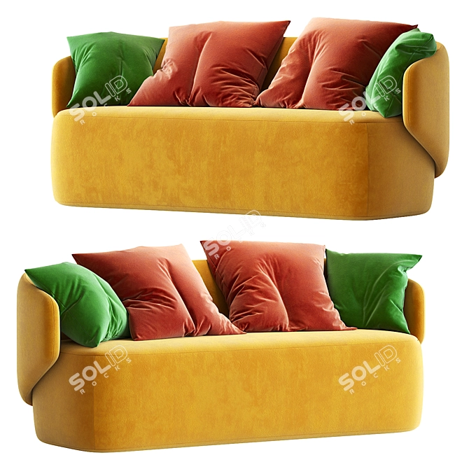 Elegant Crescent Sofa 3D model image 1