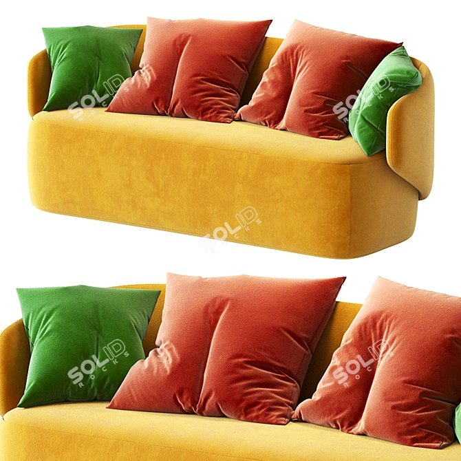 Elegant Crescent Sofa 3D model image 2
