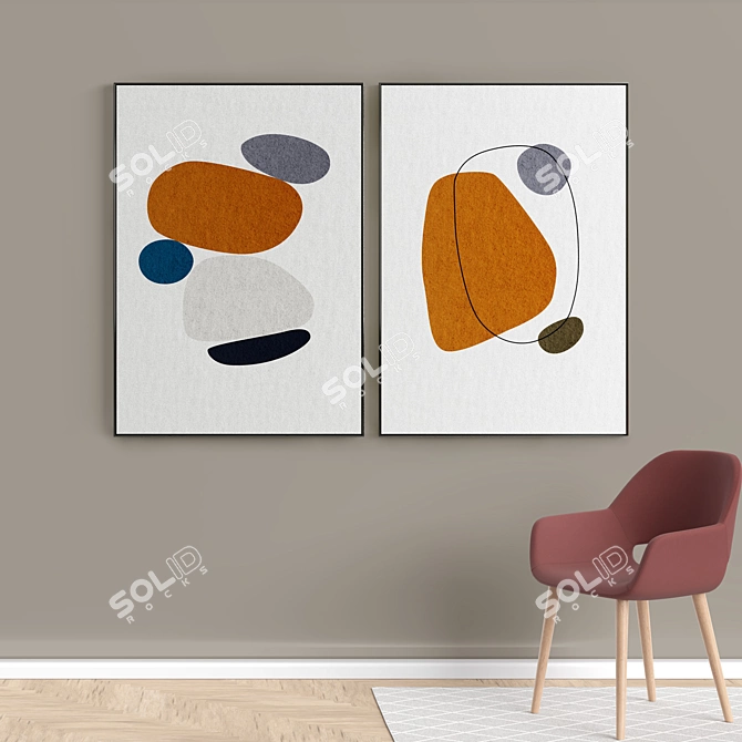 Modern Abstract Art Photo Frames 3D model image 3