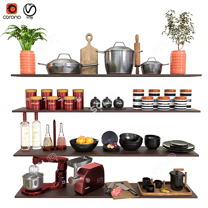 Versatile Kitchenware Set 3D model image 1