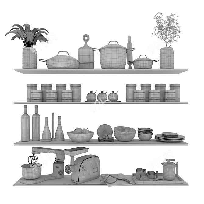 Versatile Kitchenware Set 3D model image 7