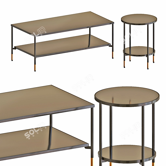 Sleek Black Glass IKEA Tables 3D model image 1