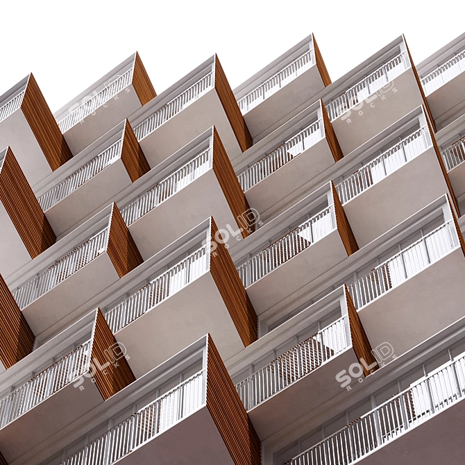 Parametric Corner Building with Detailed Facades 3D model image 2