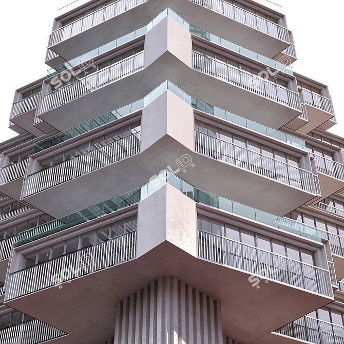 Parametric Corner Building with Detailed Facades 3D model image 3