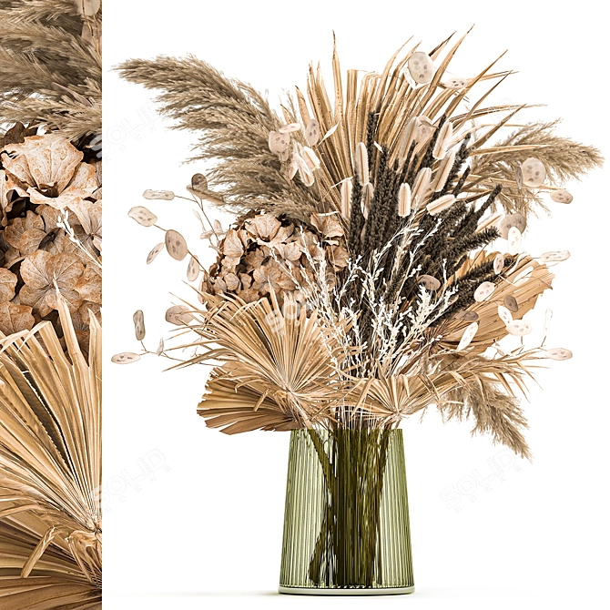 Botanical Beauty: Dried Flower Bouquet 3D model image 1