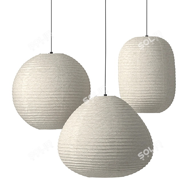 Chinese Paper Lanterns: Various Shapes, 40-60cm Diameter 3D model image 1