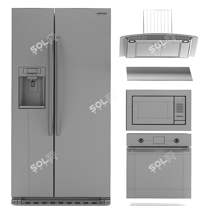 Samsung Kitchen Appliance Bundle 3D model image 7