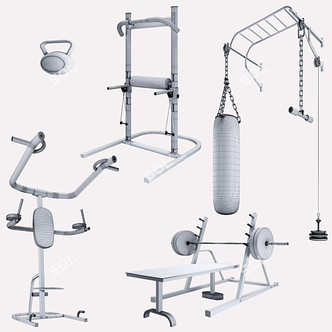 Realistic 3D Gym Equipment Model 3D model image 4