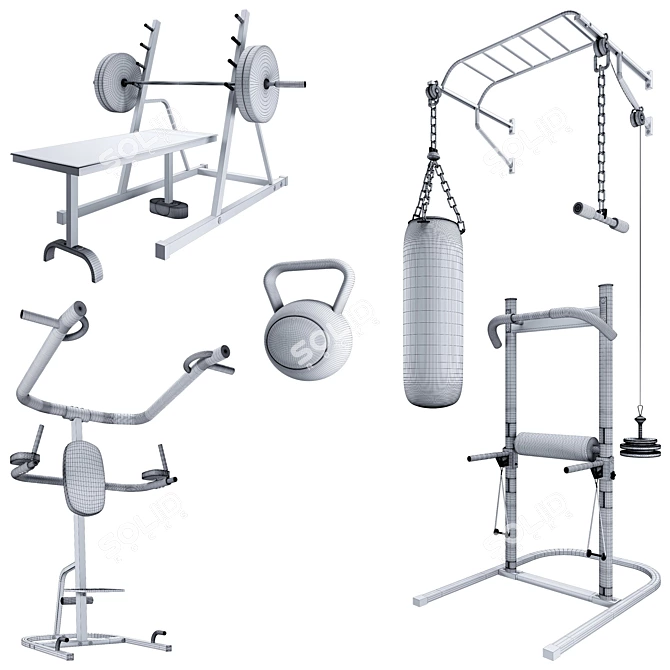 Realistic 3D Gym Equipment Model 3D model image 8