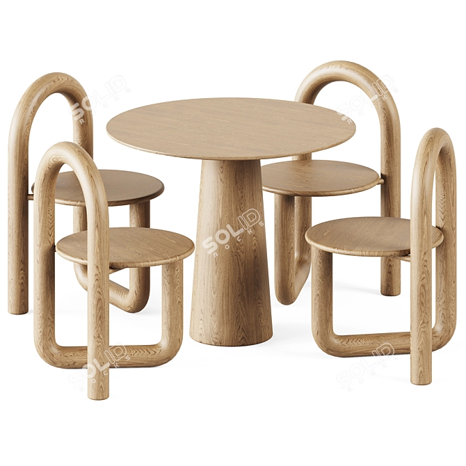 Elegant Table and Chair Set 3D model image 1