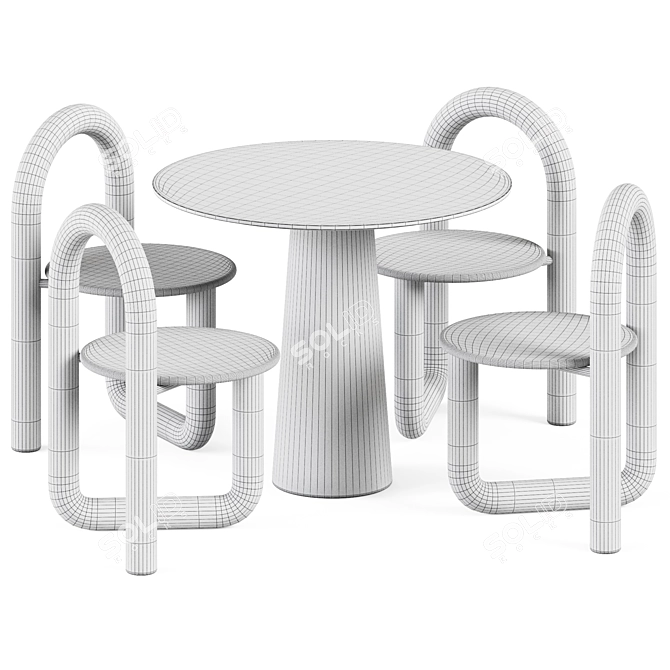 Elegant Table and Chair Set 3D model image 2