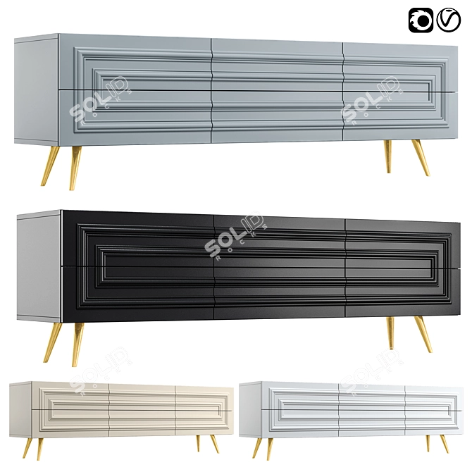 Modern TV Stand TSR2 01 - 1800mm Width, 450mm Depth, 550mm Height 3D model image 1