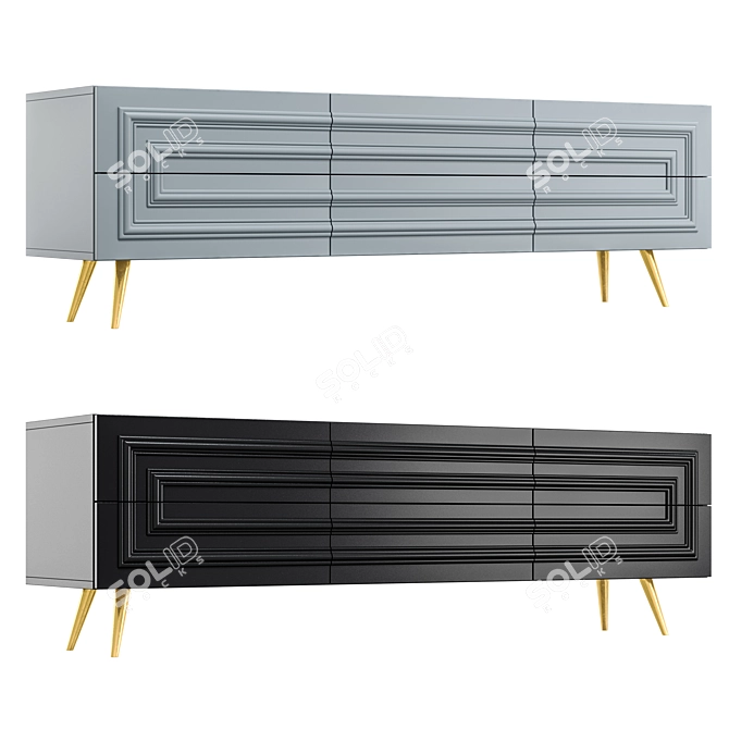 Modern TV Stand TSR2 01 - 1800mm Width, 450mm Depth, 550mm Height 3D model image 2