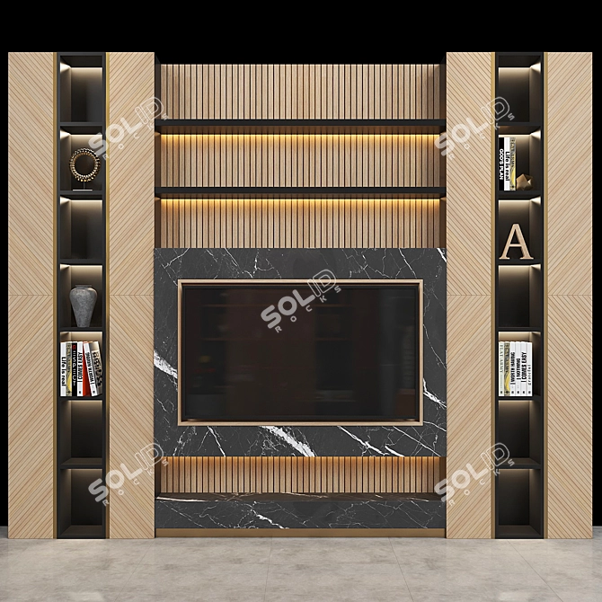 Modern TV Wall Set 02 3D model image 1