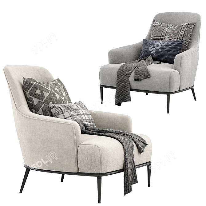 ESME Fabric Armchair: Stylish Comfort 3D model image 3