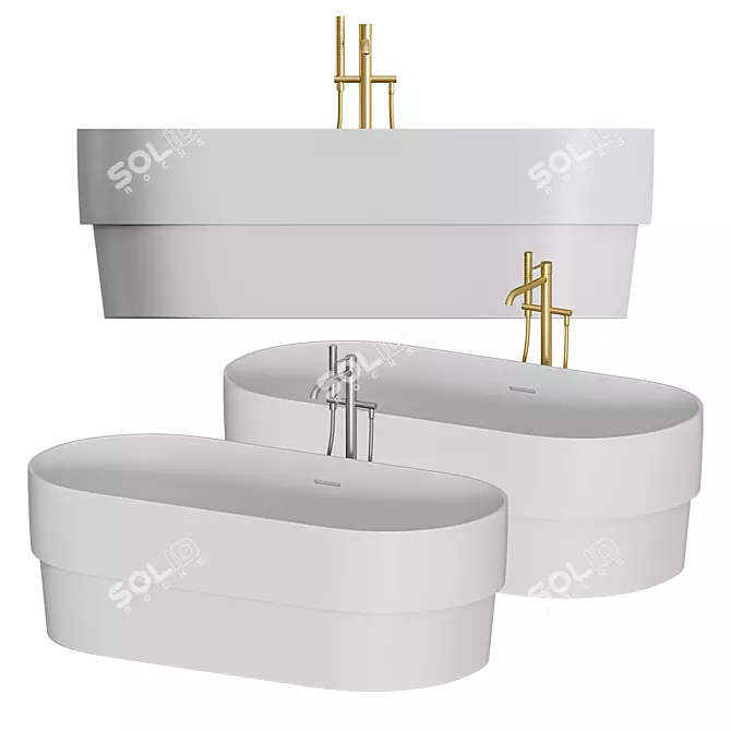 Ribbon Steel Bathtub 3D model image 1