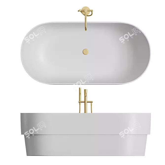 Ribbon Steel Bathtub 3D model image 3