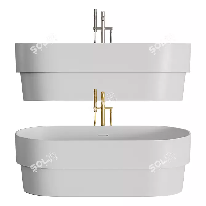 Ribbon Steel Bathtub 3D model image 4