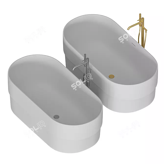 Ribbon Steel Bathtub 3D model image 5