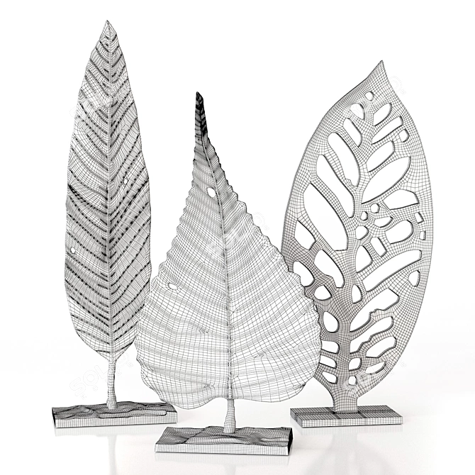 Elegant Mango Leaf Decor 3D model image 5