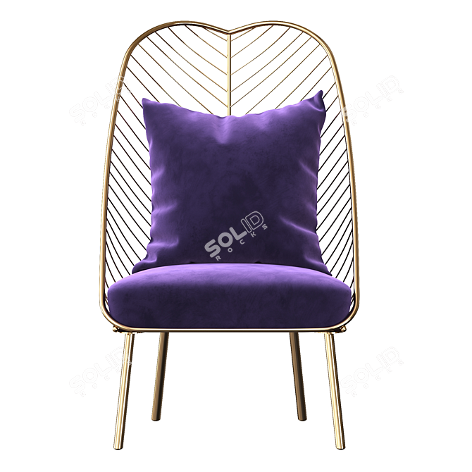 Sleek Steel Butterfly Chair 3D model image 2