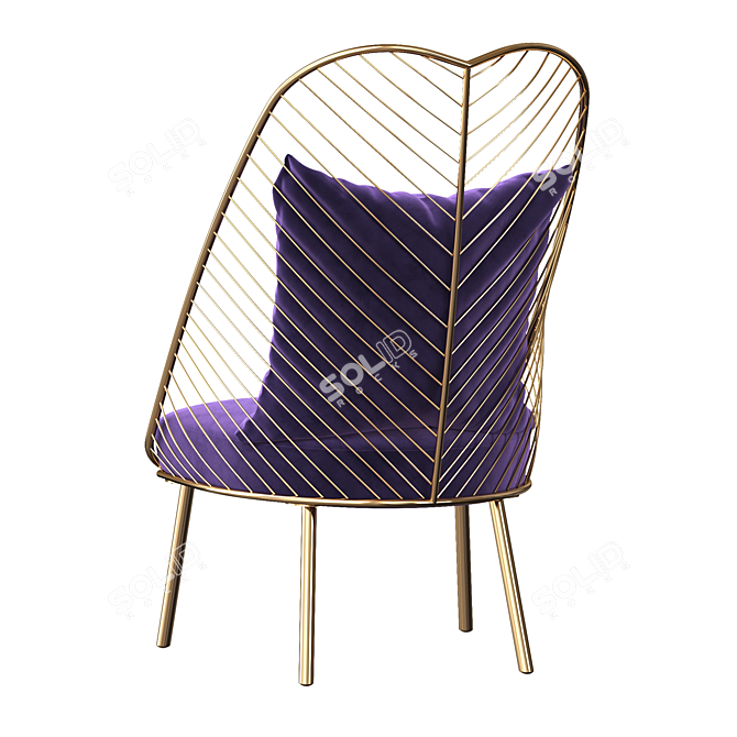 Sleek Steel Butterfly Chair 3D model image 4