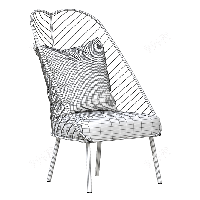 Sleek Steel Butterfly Chair 3D model image 5