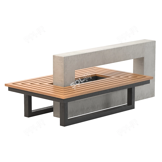 Modern Urban Bench: Sleek Design 3D model image 1