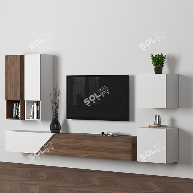 Versatile Modular TV Wall Unit 3D model image 4