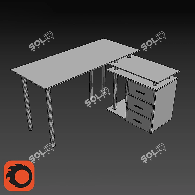 Modern Glass Table with Locker 3D model image 3