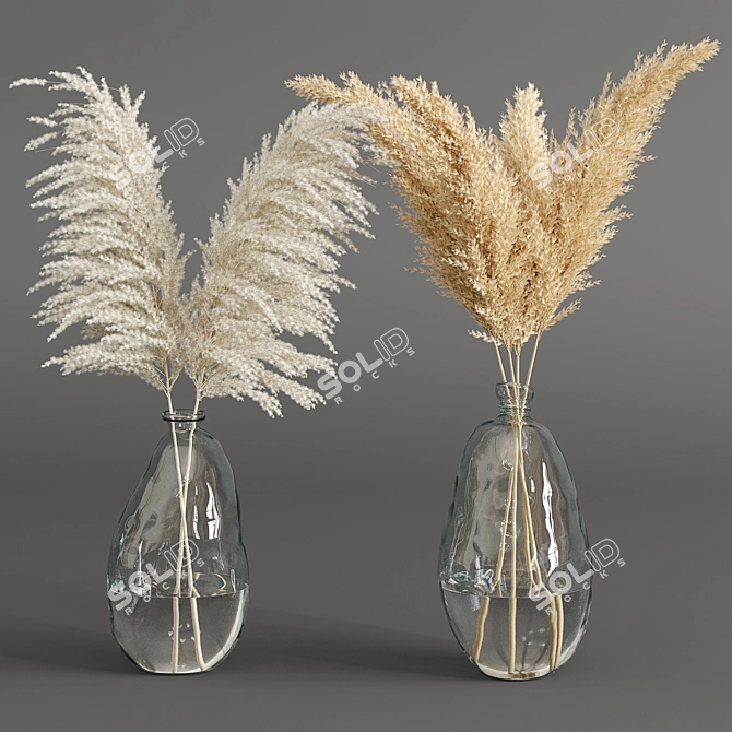 Dried Plant and Pampas Bouquet 3D model image 2