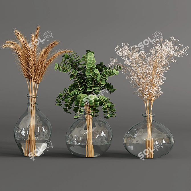 Dried Plant and Pampas Bouquet 3D model image 3