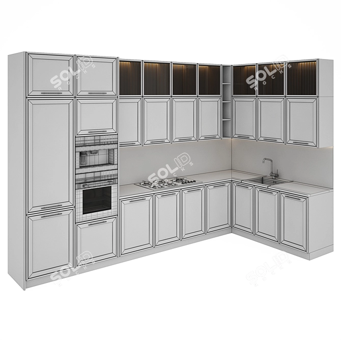 Modern Kitchen Set: Gas Hob, Oven, Coffee Machine, Sink, Hood 3D model image 5