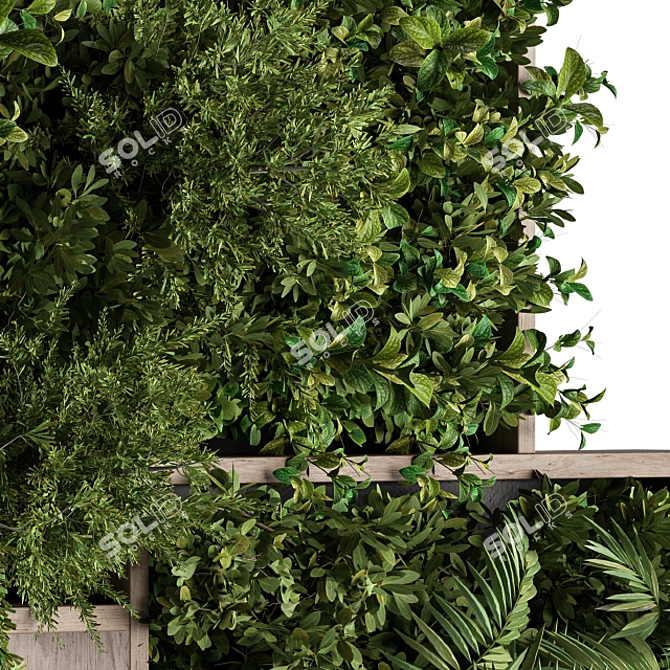 Wood Frame Vertical Garden: Wall Decor 3D model image 3